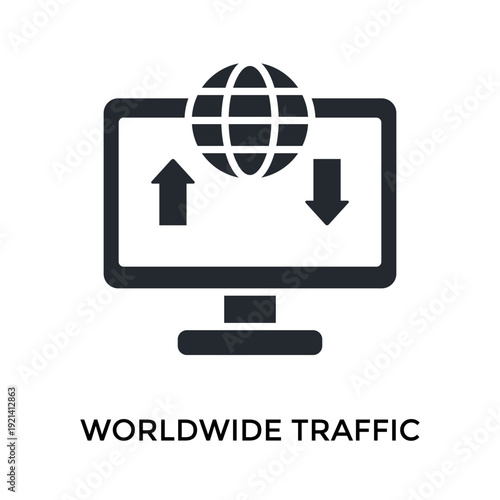 Worldwide Traffic Icon Glyph Style. Vector Illustration For Graphic Design