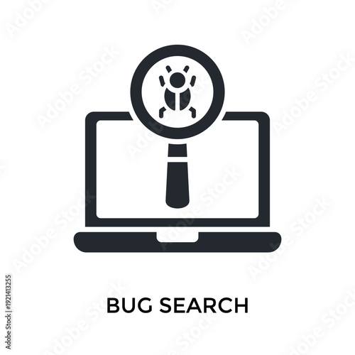 Bug Search Icon Glyph Style. Vector Illustration For Graphic Design