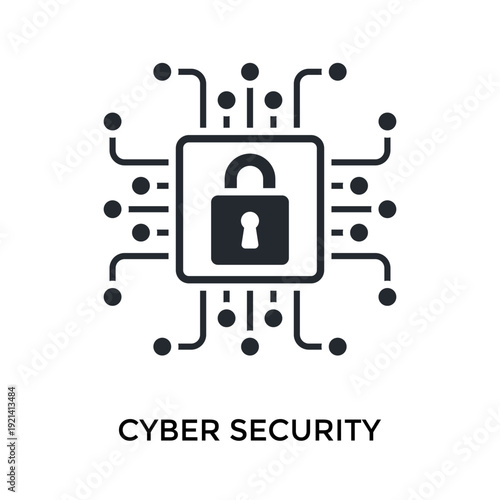 Cyber Security Icon Glyph Style. Vector Illustration For Graphic Design