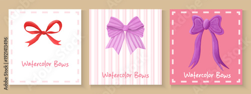 Blue Coquette ribbon bow Watercolor hand painting soft pastel Color. bow ribbon pattern repeating hand drawn seamless Pattern for fashion, tee, t shirt, print, poster, graphic, background.Coquette