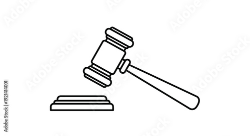 Simple illustration of a gavel and sounding block black silhouette