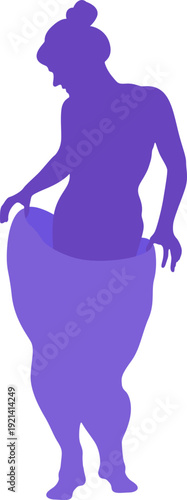 Obesity body transformation silhouette for obesity day, fitness, health promotion. Vector isolated.