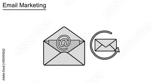 Digital email marketing strategy concept with envelope icons, symbolizing online communication campaigns and electronic advertising for business promotion