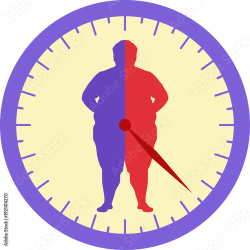 Obesity body transformation silhouette for obesity day, fitness, health promotion. Vector isolated.