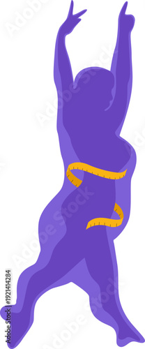 Obesity body transformation silhouette for obesity day, fitness, health promotion. Vector isolated.