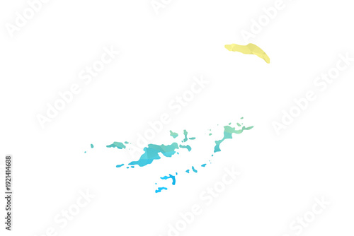 British Virgin Islands Map - Polygon Style Vector Illustration in Blue and Yellow Gradient, Low Poly Geometric Design, Isolated on White Background for Infographics and Projects.