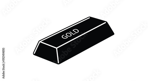 A stark black silhouette of a gold bar with the word gold silhouette