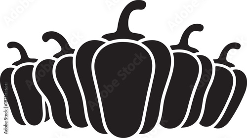 Set of hot chili silhouette peppers, isolated