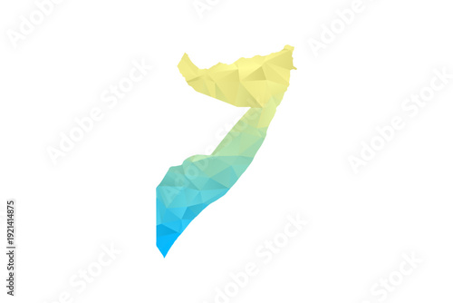 Somalia Map - Polygon Style Vector Illustration in Blue and Yellow Gradient, Low Poly Geometric Design, Isolated on White Background for Infographics and Projects.