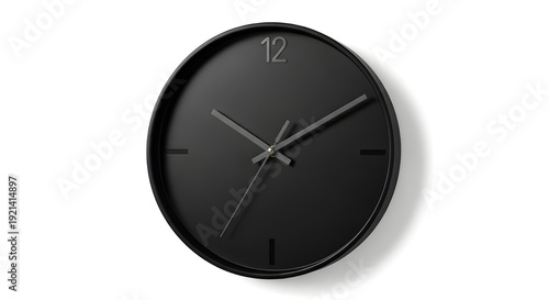 Free Download Elegant minimalist black wall clock with simple hour and minute hands - GFXLoad