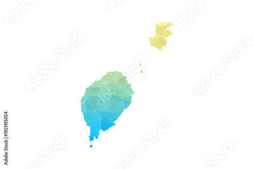 Sao Tome and Principe Map - Polygon Style Vector Illustration in Blue and Yellow Gradient, Low Poly Geometric Design, Isolated on White Background for Infographics and Projects.