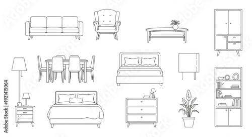 Furniture Line Drawings Collection Interior.