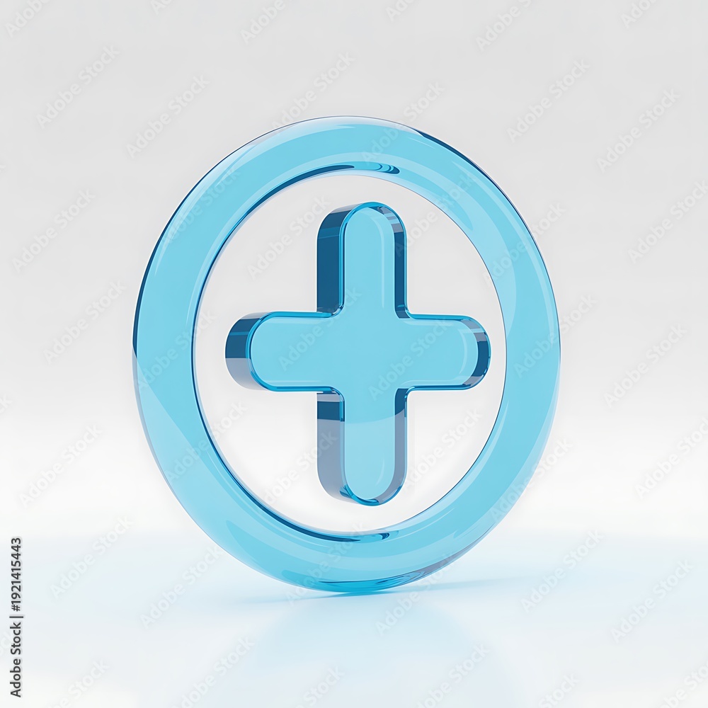 Fototapeta premium Blue plus sign inside circle