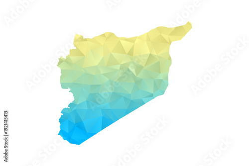 syria Map - Polygon Style Vector Illustration in Blue and Yellow Gradient, Low Poly Geometric Design, Isolated on White Background for Infographics and Projects.
