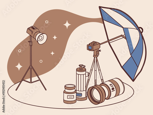 Professional Photography Studio Equipment Setup.