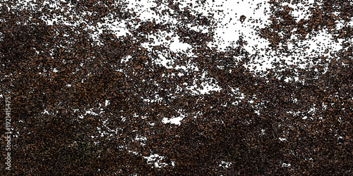 A macro close-up of a grunge rusty metal surface reveals an old brown iron texture with a rough pattern and dirty black backdrop