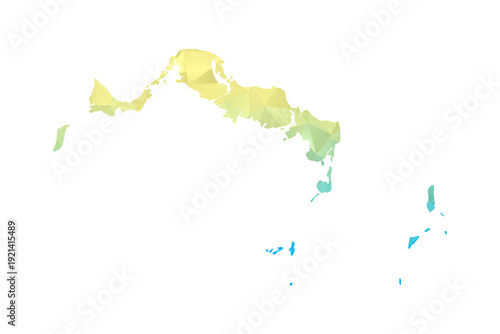 Turks and Caicos Islands Map - Polygon Style Vector Illustration in Blue and Yellow Gradient, Low Poly Geometric Design, Isolated on White Background for Infographics and Projects.