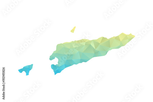Timor Leste Map - Polygon Style Vector Illustration in Blue and Yellow Gradient, Low Poly Geometric Design, Isolated on White Background for Infographics and Projects.