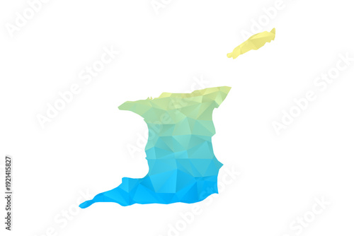 Trinidad and Tobago Map - Polygon Style Vector Illustration in Blue and Yellow Gradient, Low Poly Geometric Design, Isolated on White Background for Infographics and Projects.