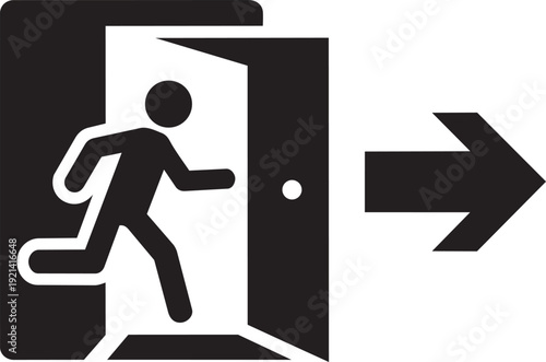 Emergency exit sign icon running man isolated on transparent background