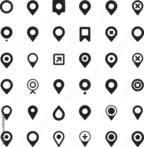 Set of map pointers vector icon
