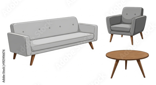 Gray Sofa Chair and Coffee Table.