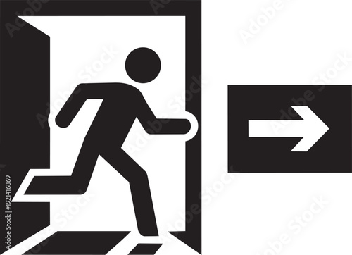 Running man exit sign icon isolated on transparent background
