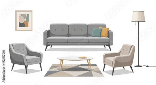 Gray Sofa with Accent Chairs.