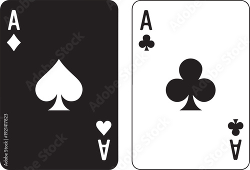 Set of playing card vector icons. Gambling game. Four card. Black outline icons.  2