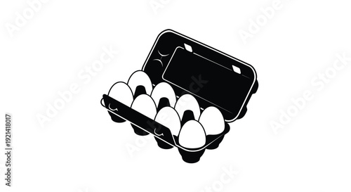 A carton of eggs with a phone resting on top silhouette