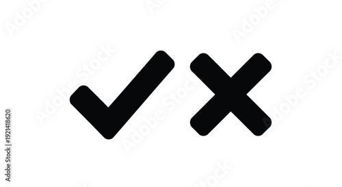 Black checkmark and x symbols presented as a striking silhouette