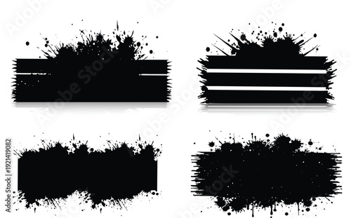 Grunge Brush Stroke and Paint Smear Collection with Rough Ink Textures