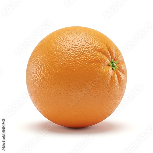 Fresh, ripe whole orange fruit with textured skin sits isolated on a clean white background, casting a soft shadow and ready for consumption.