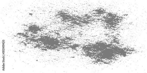 An abstract grunge background featuring a black ink splat pattern on a rough grey concrete wall texture with weathered stone paint and dirty liquid splash effects