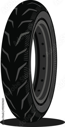 Motorcycle or Scooter Tire in 3D Perspective Vector