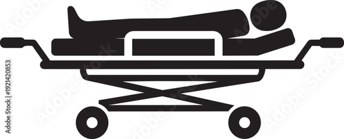 Hospital stretcher silhouette isolated on transparent background