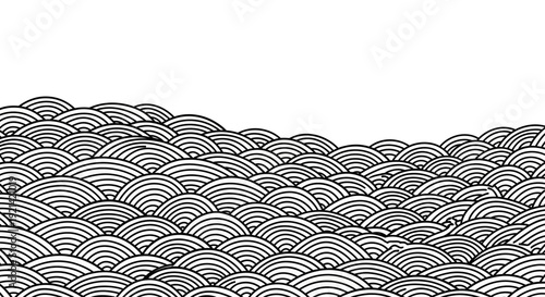 Abstract Japanese Wave Pattern Seamless Background in Black and White