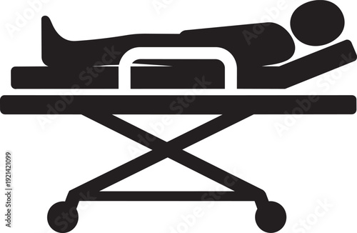 Patient on hospital bed silhouette isolated on transparent background