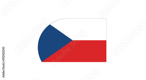 Czech Republic Flag with Rounded Corner in Abstract Geometric Style on White Background