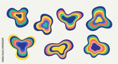 Abstract Fluid Shapes with Vibrant Color Layers and Organic Forms