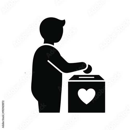 Charity Donation Box Vector Silhouette Icon for Fundraising and Volunteer Campaigns