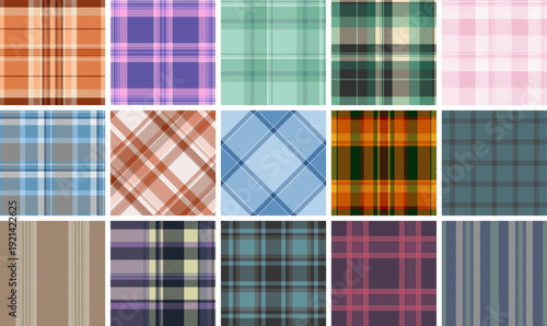 Home textile plaid bundle created for professional decor projects. The pack supports upholstery, blankets, and cozy soft furnishings. Vector clarity ensures crisp design.