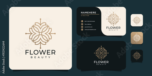 Beauty monogram flower logo design for spa decoration yoga salon