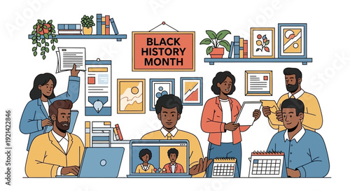 Diverse Team Collaborating in Celebrating Black History Month
