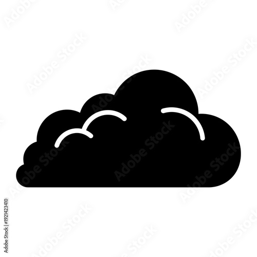 A black cloud icon with white curved lines