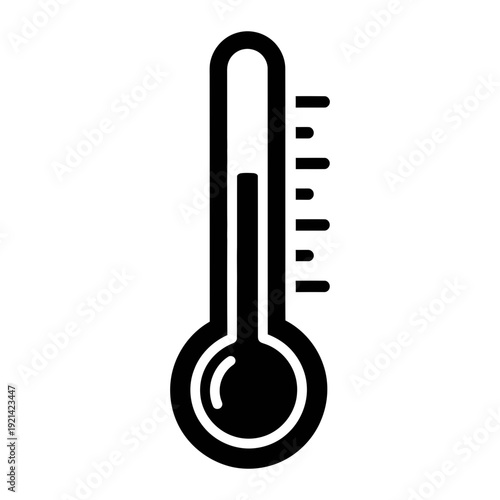 A black and white icon of a thermometer