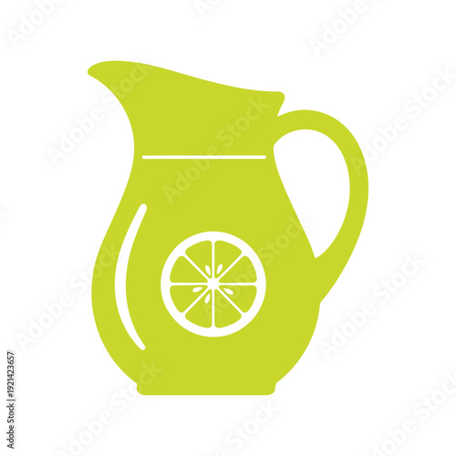 Lemonade Pitcher Vector Silhouette Icon in Green for Summer Drink Designs