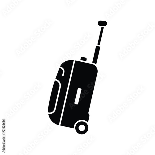 Travel suitcase vector silhouette icon isolated on white, luggage bag illustration