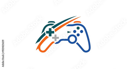Modern game controller icon with dynamic lines
