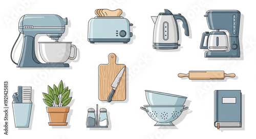 Kitchen Appliances and Baking Tools Set.